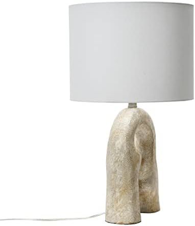 Creative Co-Op EC1273 Abstract Resin Linen Drum Shade, Natural Table Lamp, Bone - - Amazon.com | Amazon (US)