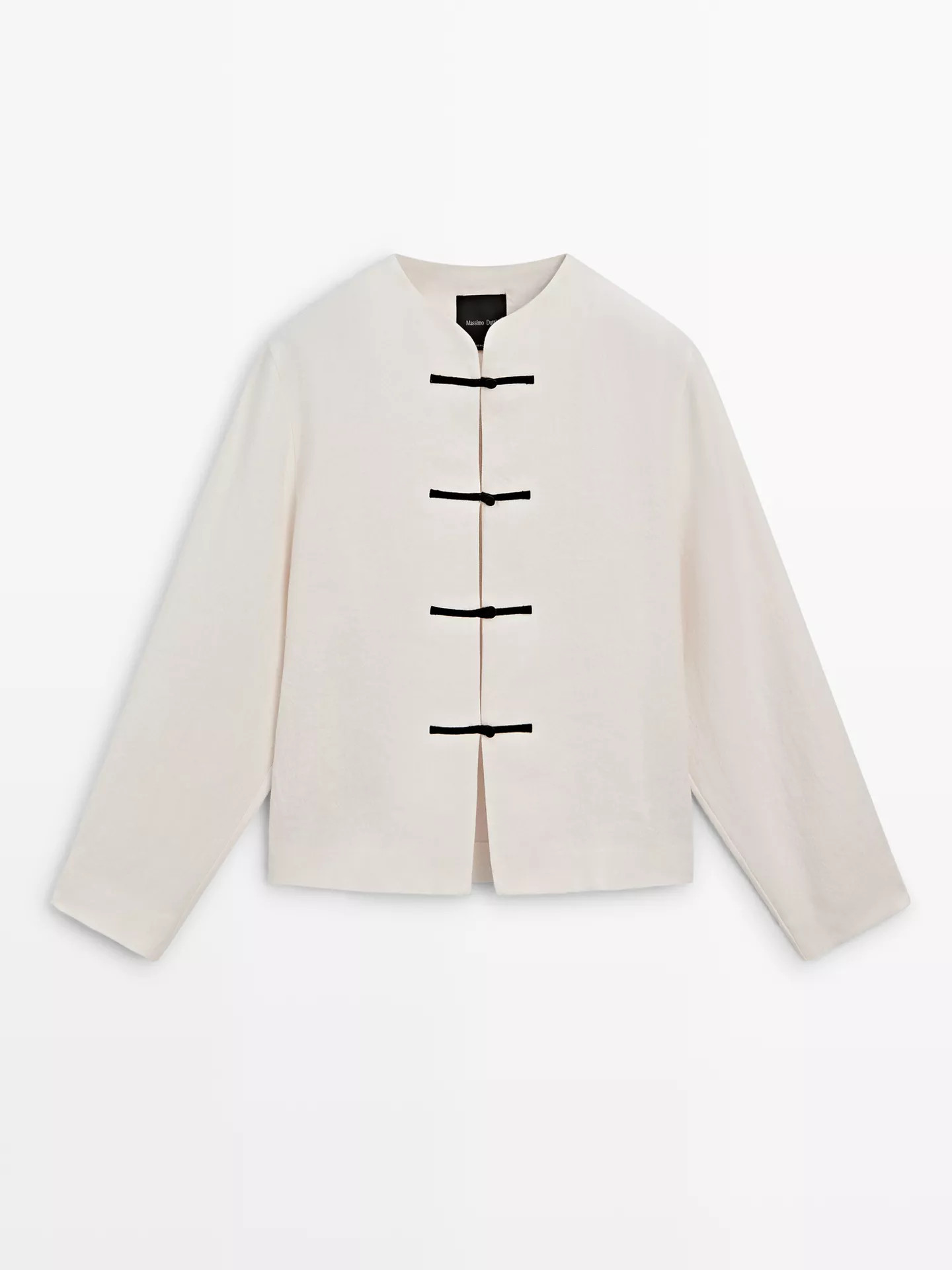 Linen overshirt with button details | Massimo Dutti UK