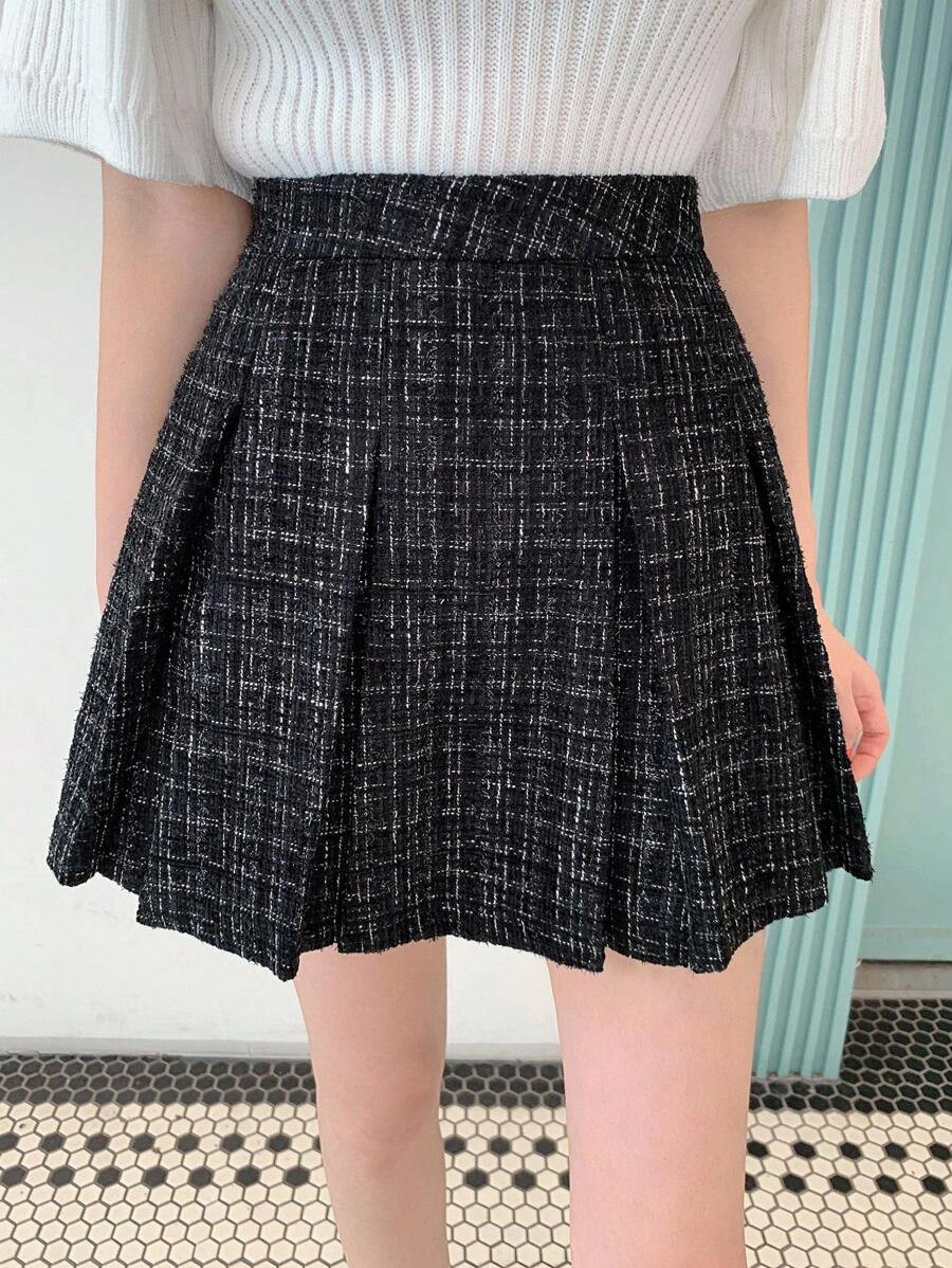 DAZY Women's Elegant Pleated A-Line Skirt, Collegiate Style Fall,Winter | SHEIN