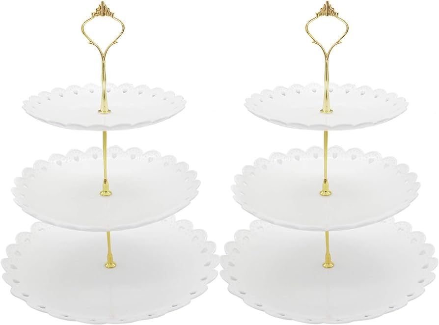 2 Set of 3-Tier Cupcake Stand Fruit Plate Cakes Desserts Fruits Snack Candy Buffet Display Tower ... | Amazon (US)