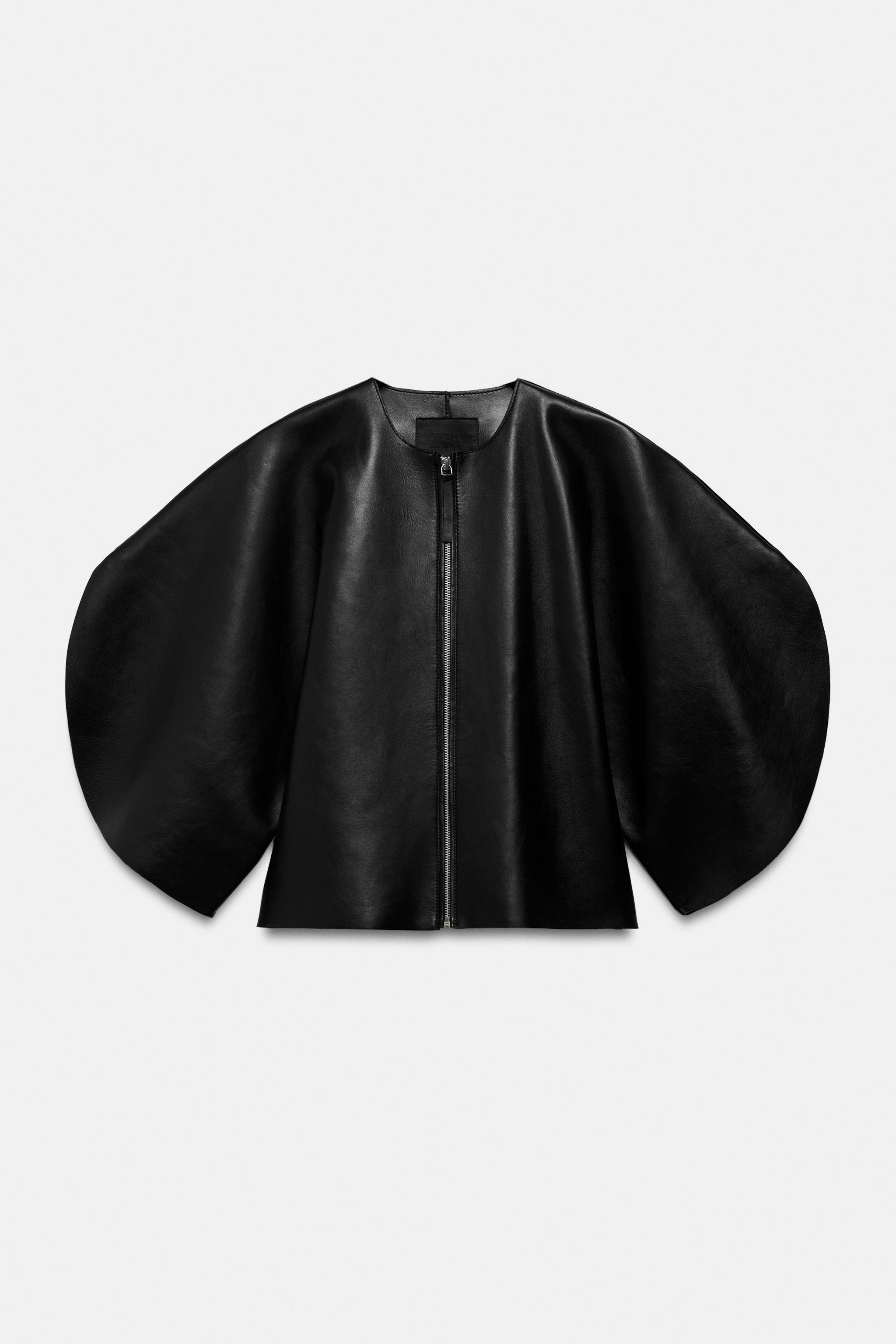 ZW COLLECTION LIMITED EDITION LEATHER ZIP-UP TOP | Zara US