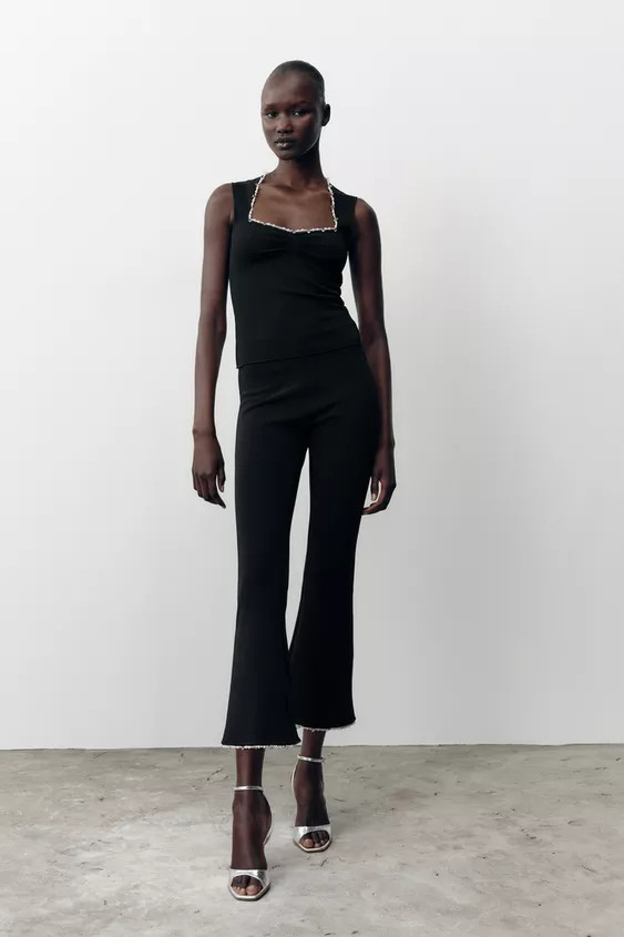 METALLIC THREAD STRETCH TOP | Zara UK