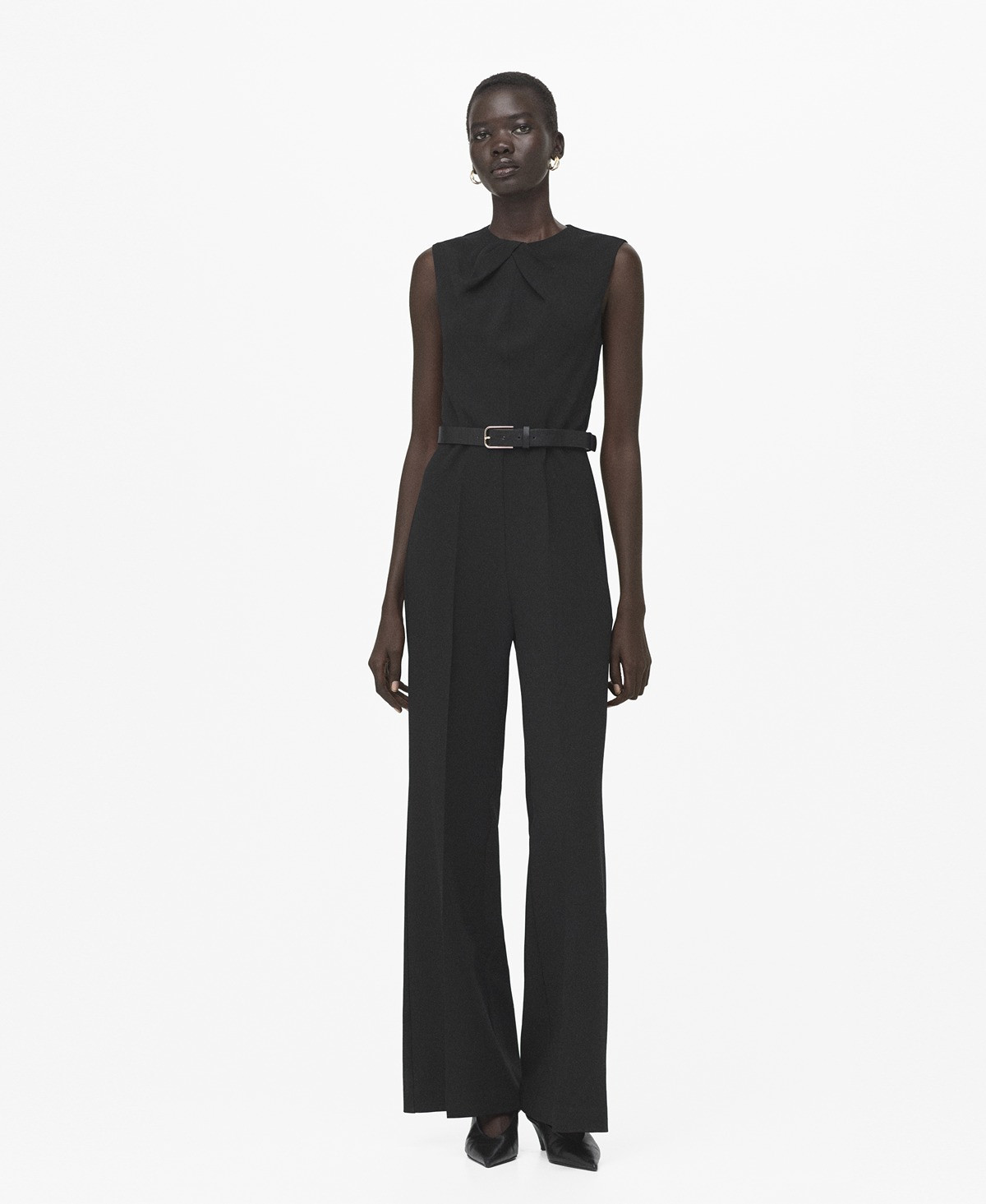Mango Women's Draped Detail Belt Jumpsuit - Black | Macy's