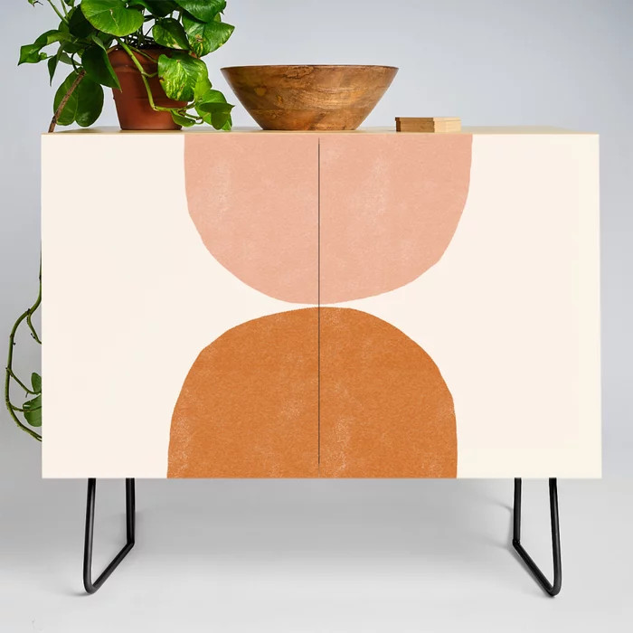 Terracotta Mid Century Modern Abstract Credenza | Society6