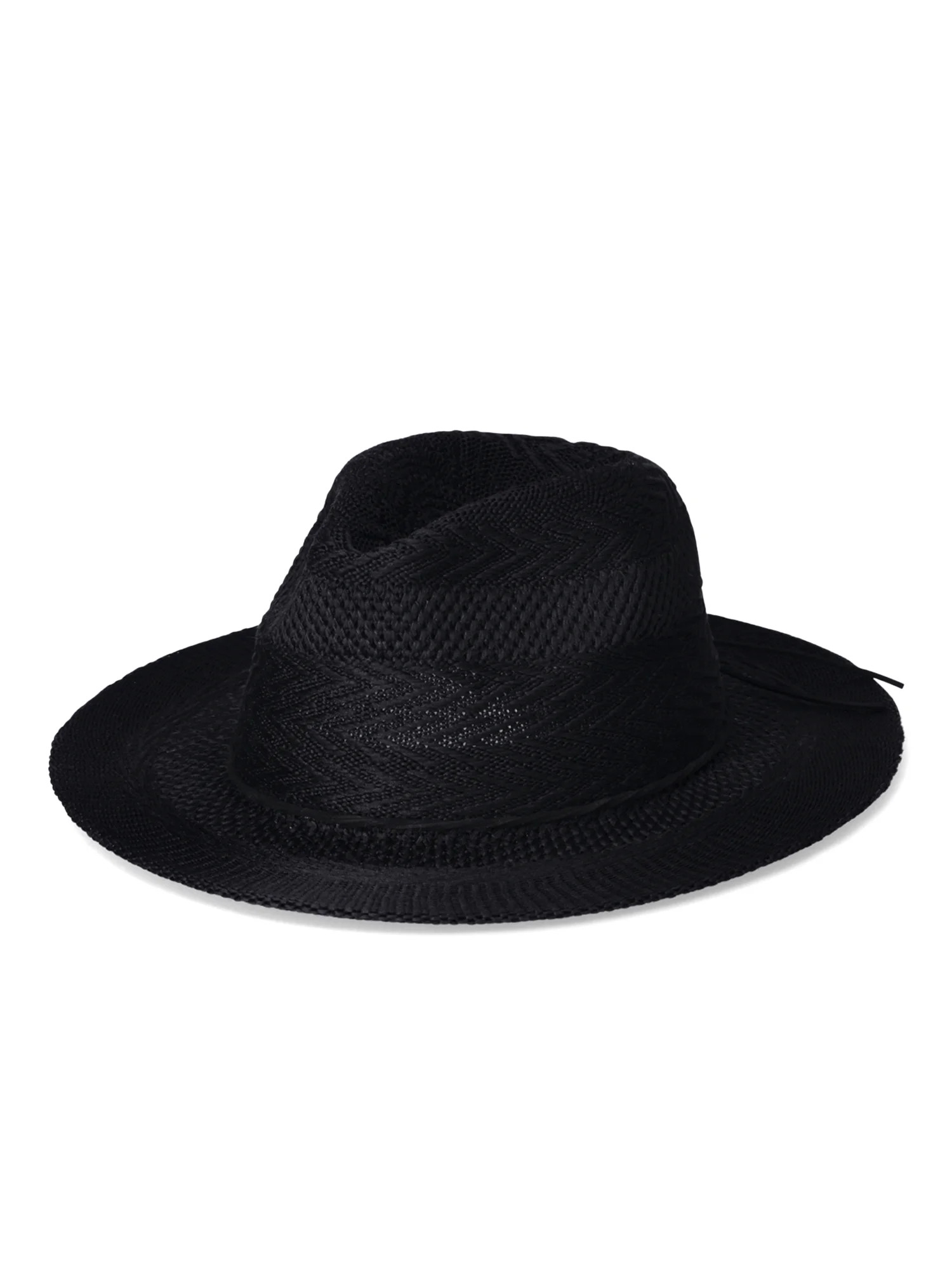 Time and Tru Women's Polyester Knit Fedora, Black Soot | Walmart (US)