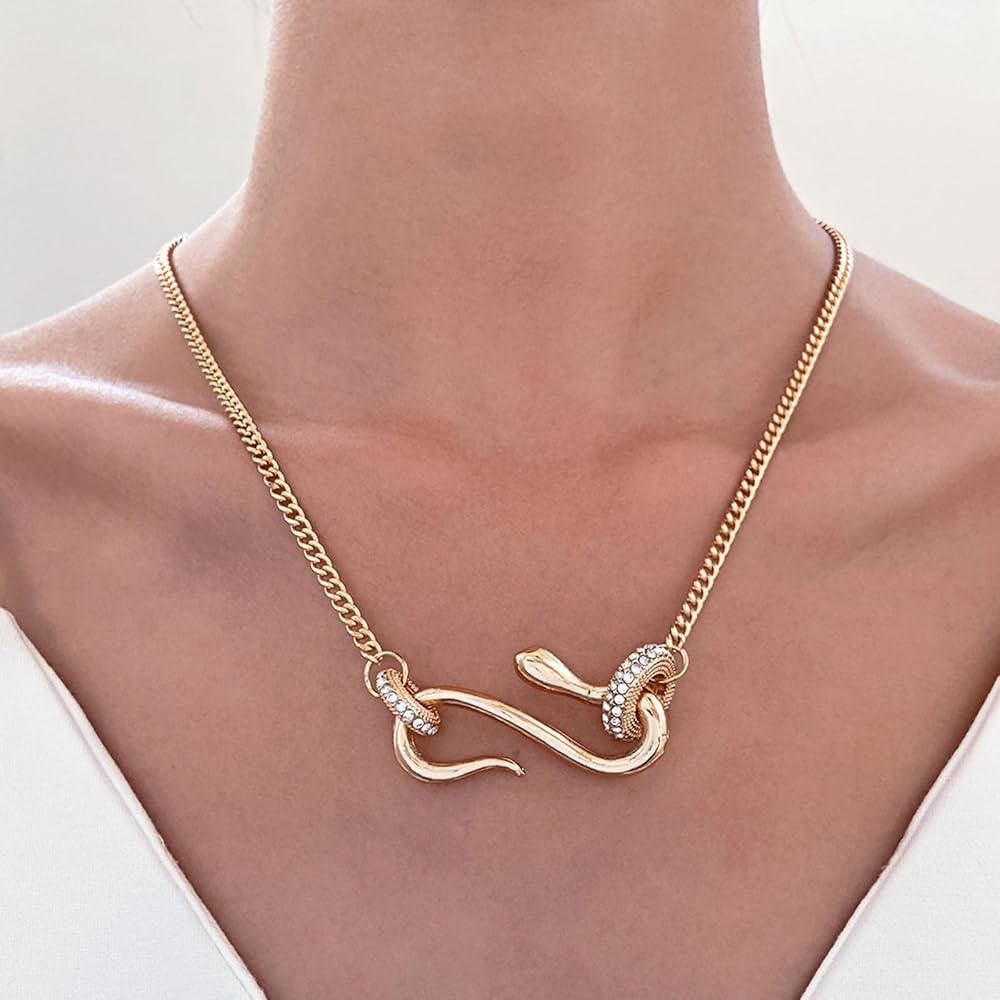 Cubic Zirconia Circle Necklace Infinity Snake Pendant Necklace Bling Open CZ Circle Necklace Deta... | Amazon (US)