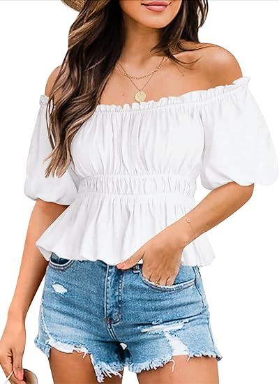 DOROSE Womens Long Sleeve Tops Sexy Casual Off Shoulder Blouses Shirts | Amazon (US)