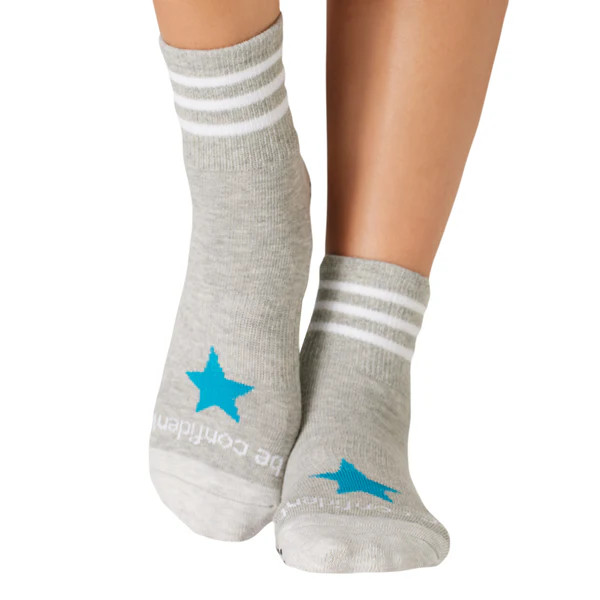 Short Crew Be Confidant Grip Socks (Heather/Star) | Sticky Be Socks