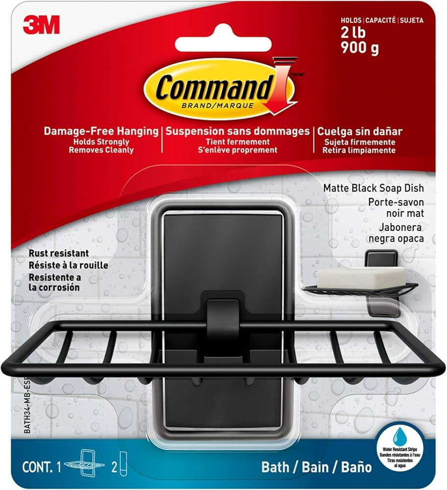 Command Soap Dish for Shower, Damage-Free Hanging, No Tools Soap Holder for Bathroom Organization... | Amazon (US)
