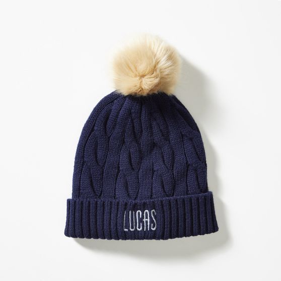 Kids Cable Knit Pom Pom Hat | Mark and Graham