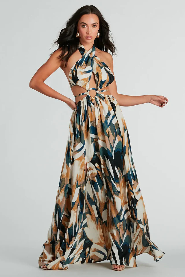Dreamy Destination Cutout Tropical Print Maxi Dress | Windsor Stores