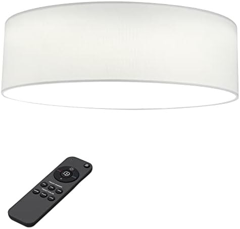 Navaris Flush Mount Ceiling Light - 15.75" Diameter Drum Lamp Shade LED Fixture with Remote Contr... | Amazon (US)