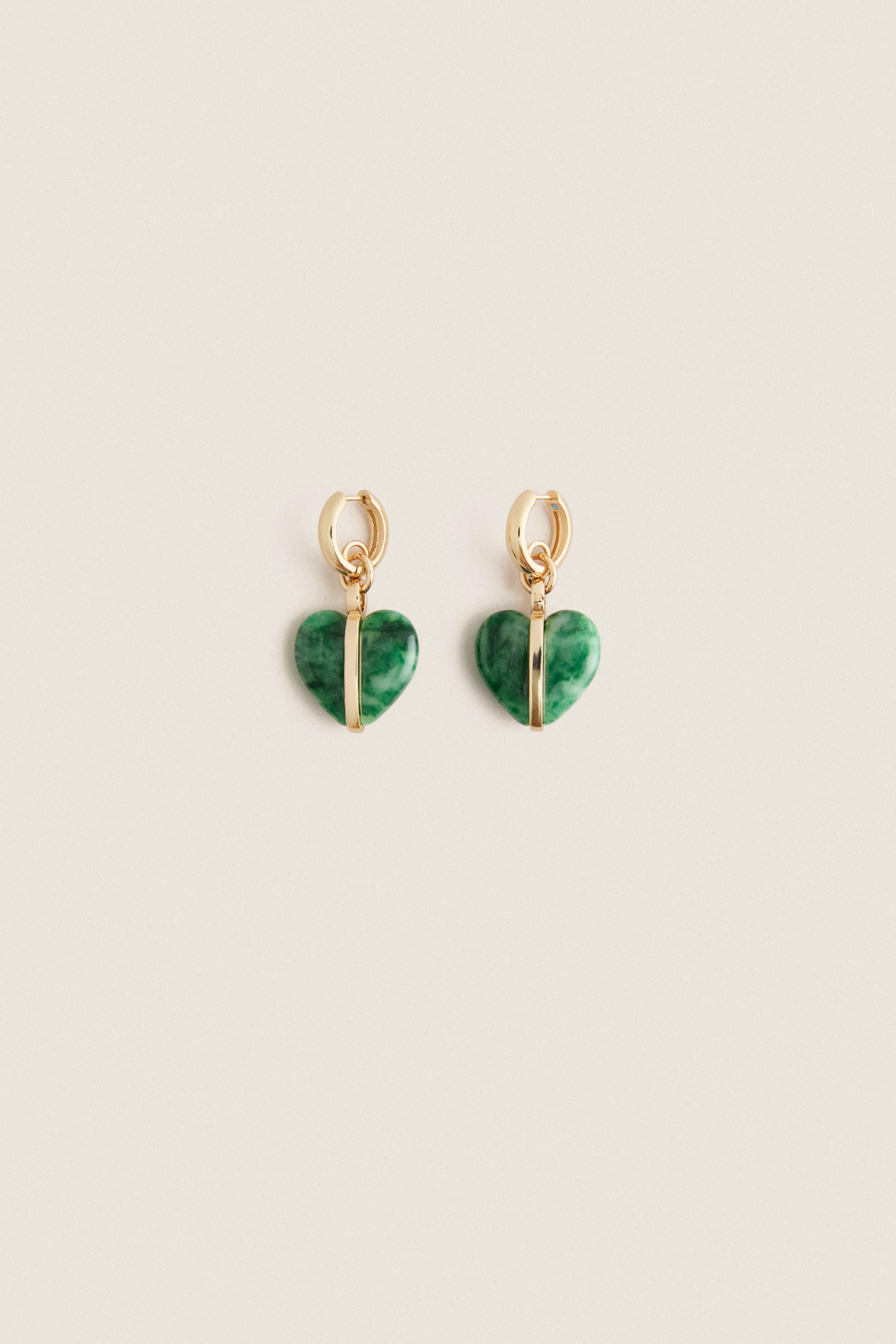 Gold and Moss Agate Semi Heart Charm Earrings | Tuckernuck (US)