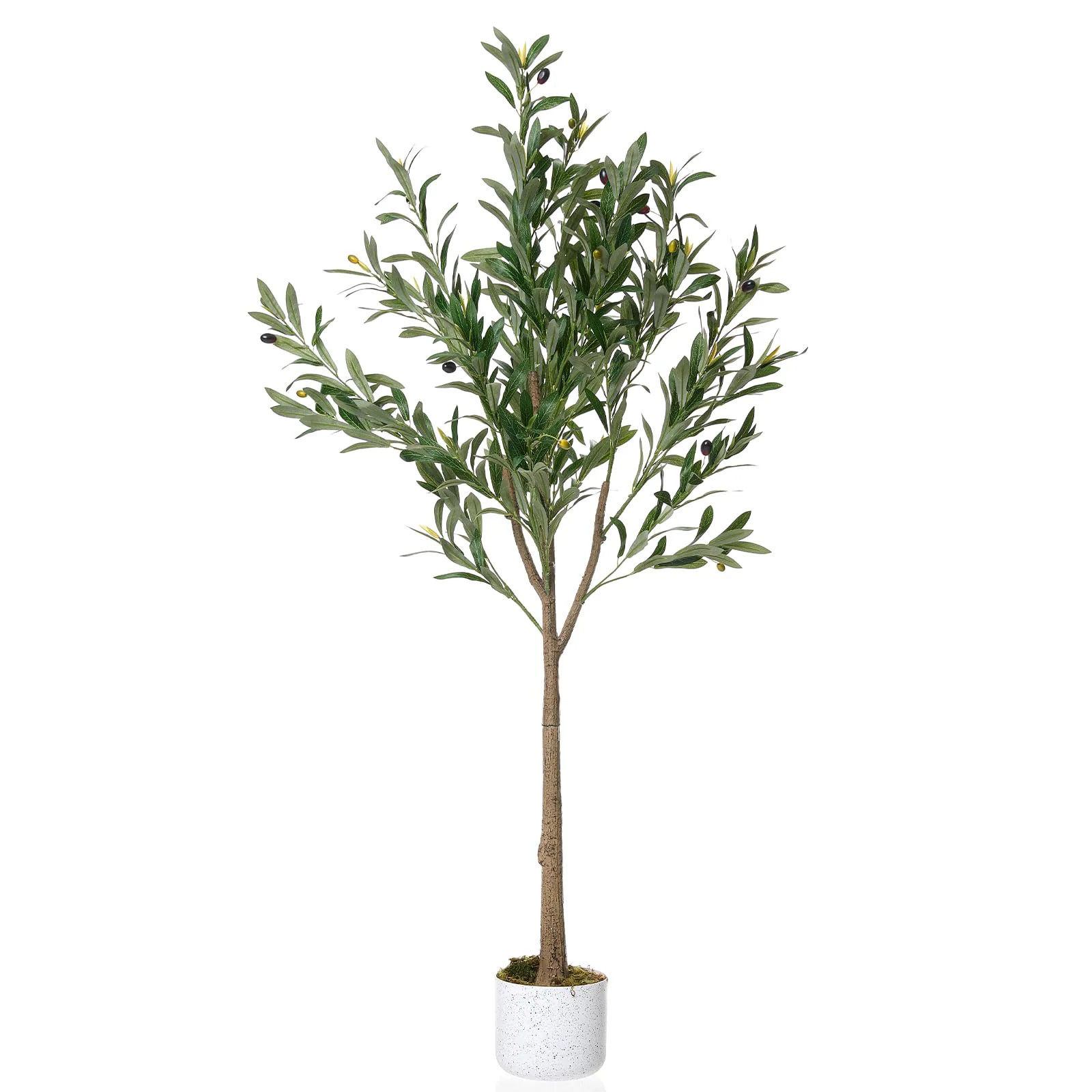 IdealHouse 53.2Inch Decorative Artificial Olive Tree with Lifelike Fruits - Realistic Faux Plant Featuring Natural Wooden Trunk and Lush Leaves | Lowe's