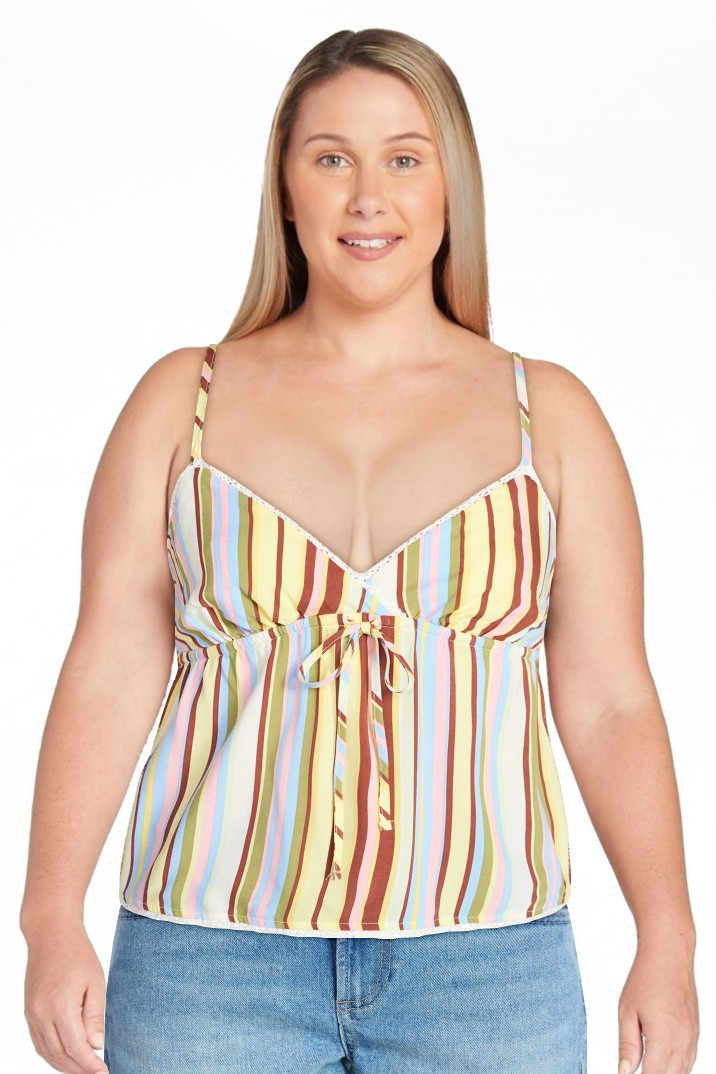 No Boundaries Cotton Babydoll Cami with Crochet Trim, Women’s XXS-XXL | Walmart (US)