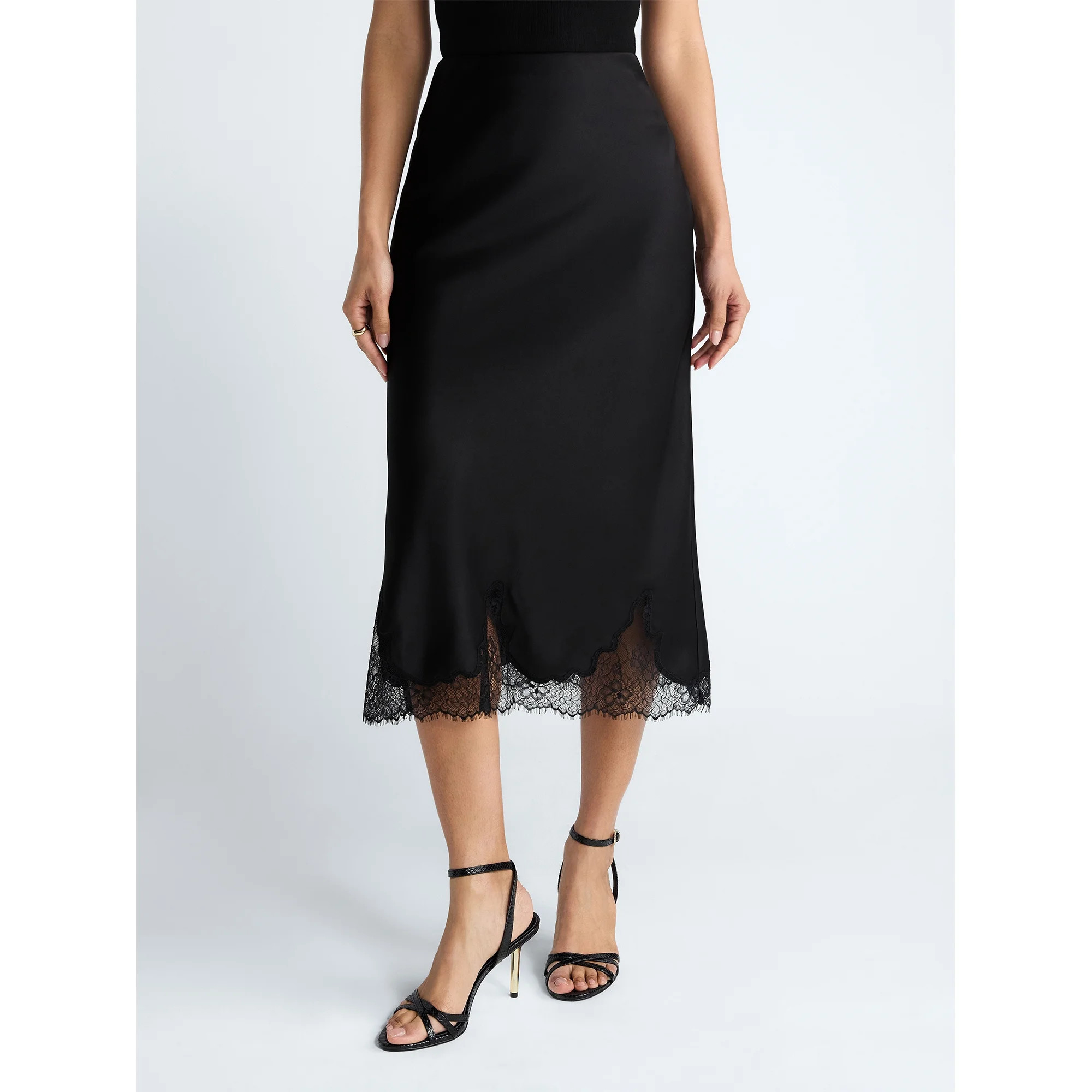 Scoop Women's Midi Slip Skirt with Lace Trim, Sizes XS-XXL | Walmart (US)