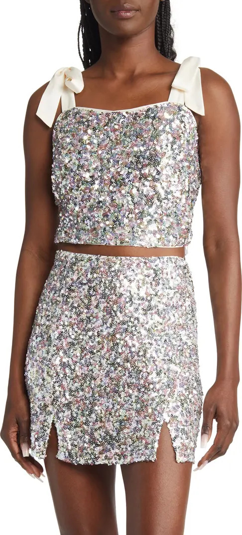 Lulus Dazzling Nights Sequin Tie Strap Tank | Nordstrom | Nordstrom