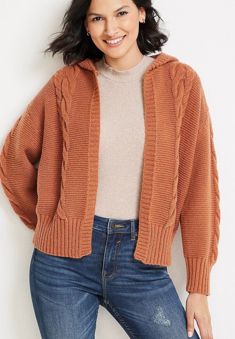 Vigoss® Cropped Hooded Cardigan | Maurices