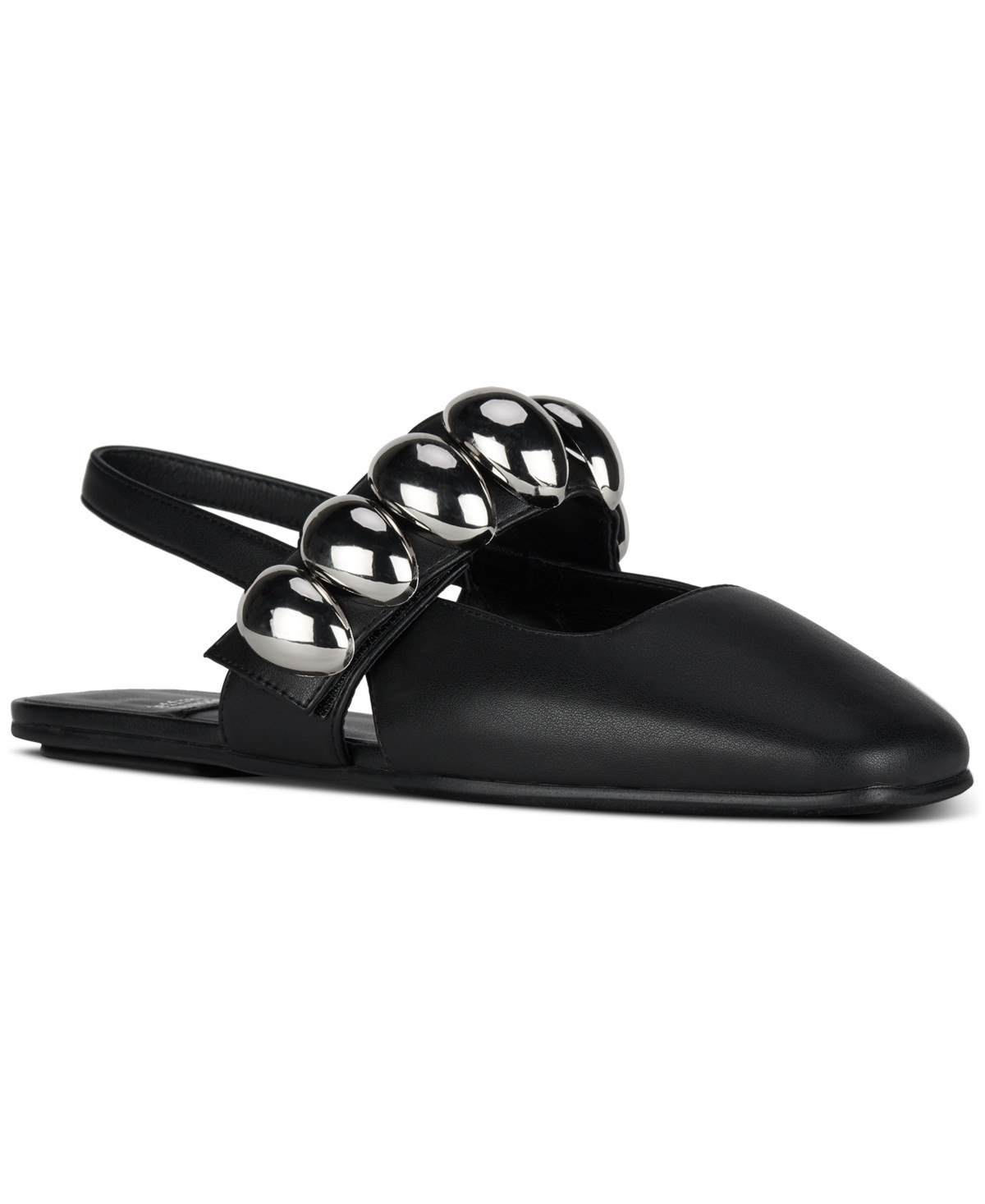 Jeffrey Campbell Manon Dome-Studded Slingback Flats - Black Silver | Macy's
