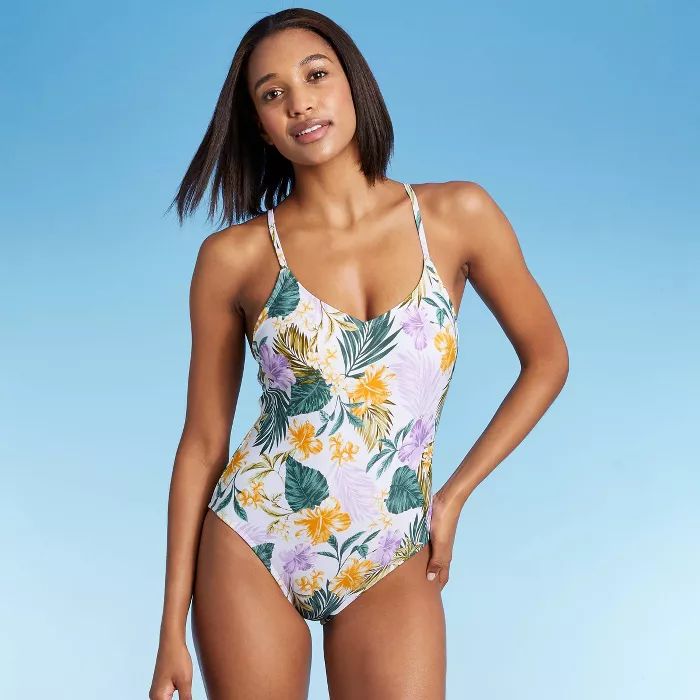 Women's Ring Detail Back Medium Coverage One Piece Swimsuit - Kona Sol™ Multi | Target