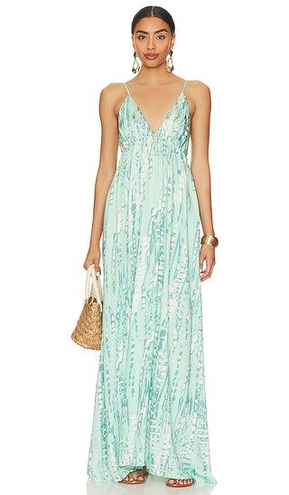 Gracie Maxi Dress Naturals in Teal Stone Tie Dye | Revolve Clothing (Global)