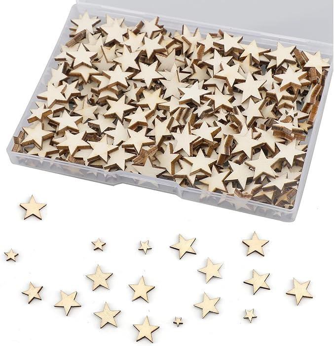 LUTER 500 x Handmade Wooden Star Embellishments Unfinished Cutout Blank Wooden Star Slices Embell... | Amazon (CA)