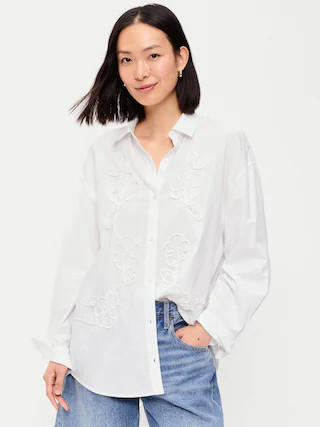 Oversized Button-Down Boyfriend Shirt | Old Navy (US)
