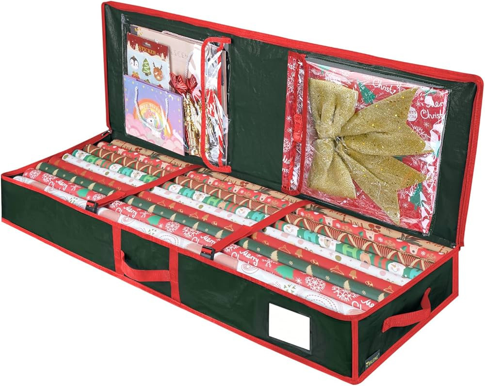 BALEINE SOFT Christmas Wrapping Paper Storage Bag, 40" Durable PE Gift Wrap Storage Bag with Flex... | Amazon (US)