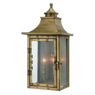 St. Charles Collection Wall-Mount 2-Light Outdoor Aged Brass Wall Lantern Sconce | The Home Depot