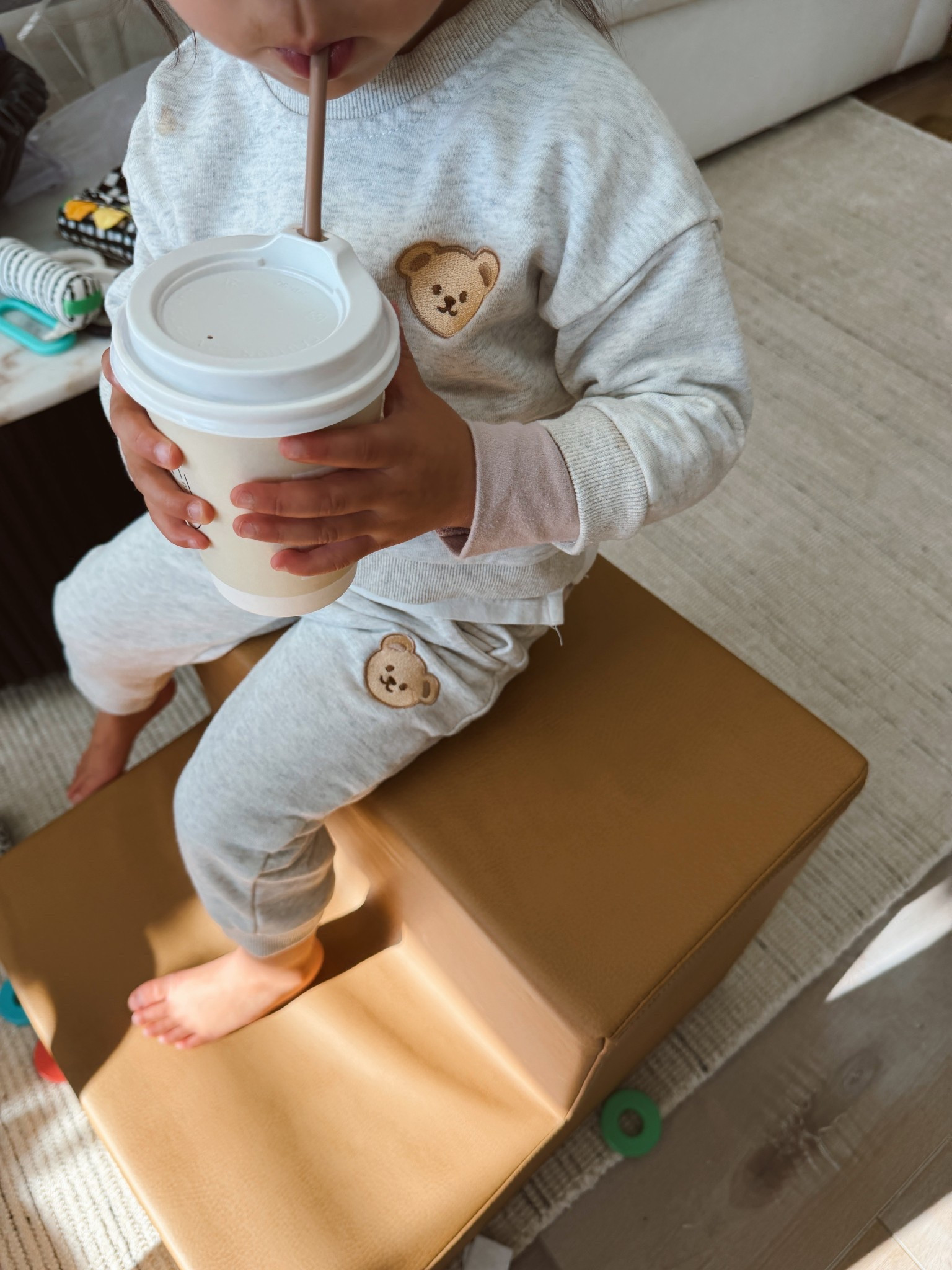 Baby or toddler sweat set with a bear patch on the sweatshirt and pants. This exact set is old but I’m linking similar along with her block playset  

#LTKKids #LTKBaby