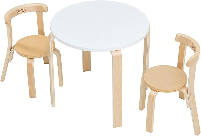 Swegrow Kids Table and 2 Chairs Set, Wooden Table and Chairs for Kids & Toddler，Kid Wooden Furn... | Amazon (US)