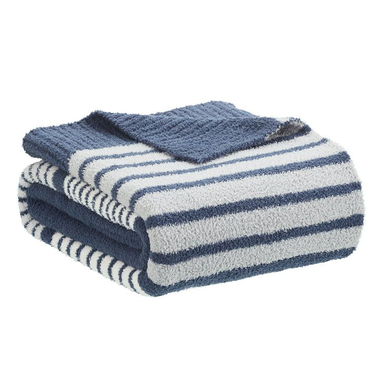 Better Homes & Gardens Cozy Knit Throw, 50"x72", Blue Stripe | Walmart (US)