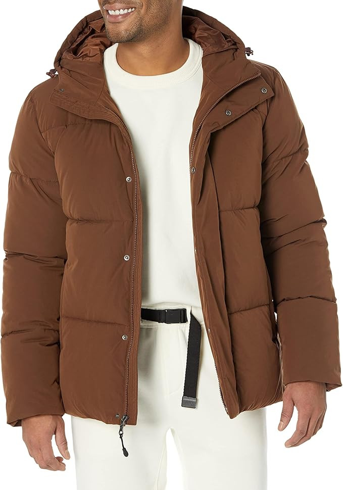Amazon Essentials Mens Mid-Length Hooded Puffer Coat (Available in Big & Tall) | Amazon (US)