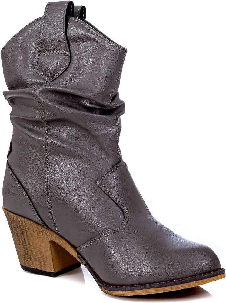 Charles Albert Women's Modern Western Cowboy Distressed Boot with Pull-Up Tabs | Amazon (US)