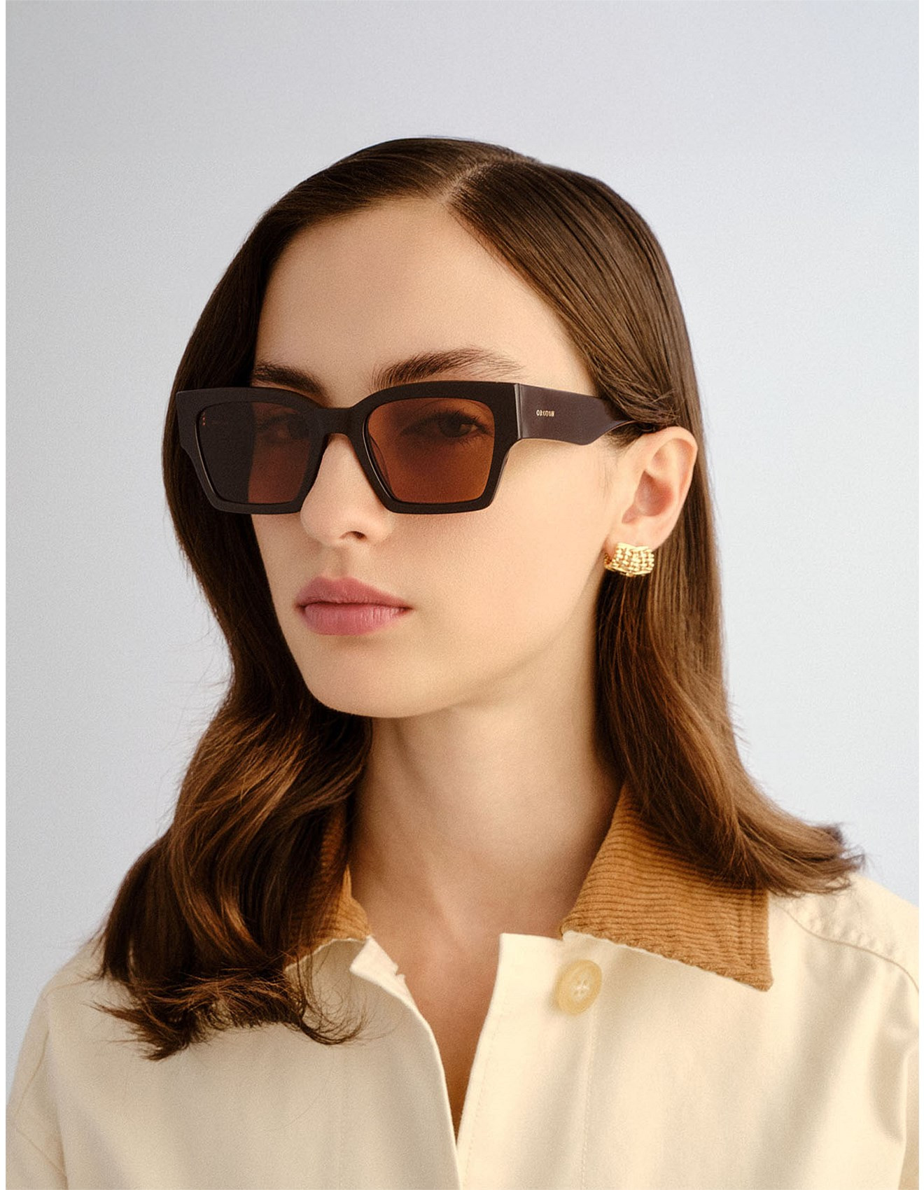 Oroton Stevie Chocolate Square Sunglasses | David Jones | David Jones (Australia & New Zealand)