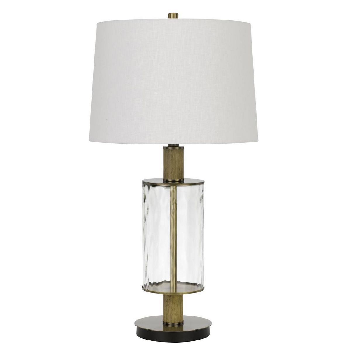 31" Morrilton Glass and Metal Table Lamp with Wood Poles Hardback Fabric Drum Shade Antique Brass... | Target