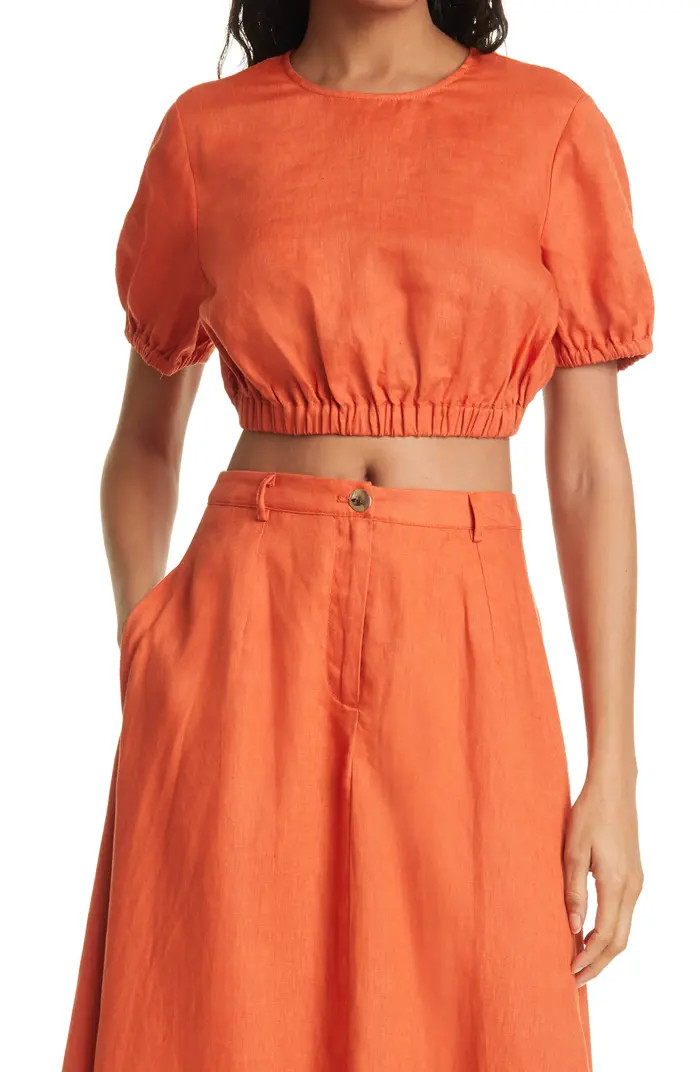 STAUD Athena Linen Crop Top | Nordstrom | Nordstrom