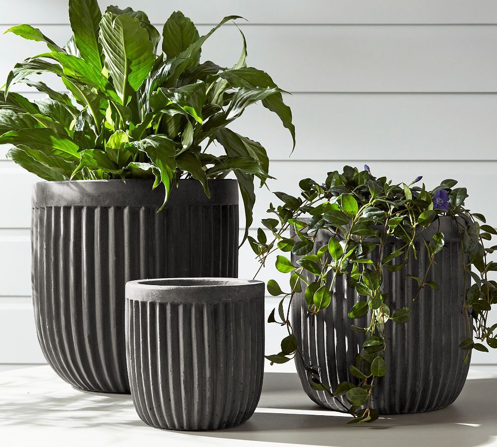 Concrete Fluted Outdoor Planters | Pottery Barn (US)