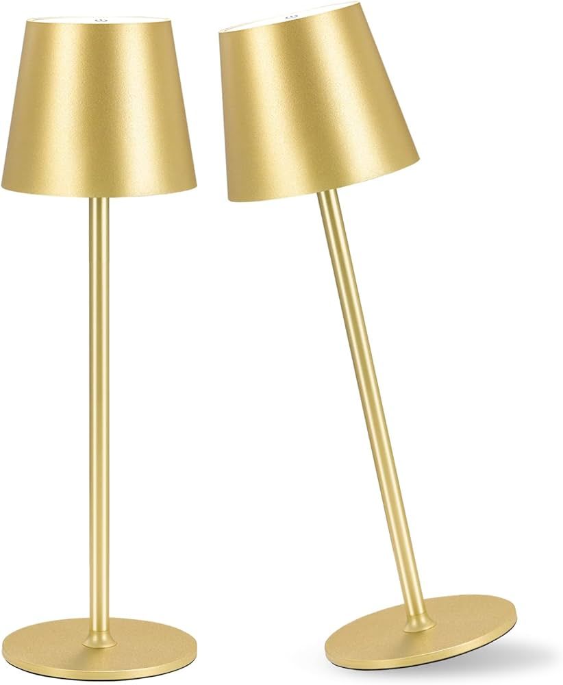2 Pack Cordless Table Lamp, 5000mAh Portable Rechargeable LED Desk Lamp, 3 Color Modes Stepless D... | Amazon (US)