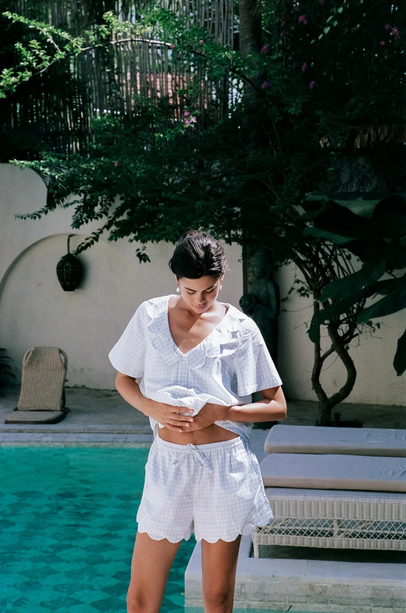 Penelope Sleep Set - Gingham Pale Blue | Piyama US