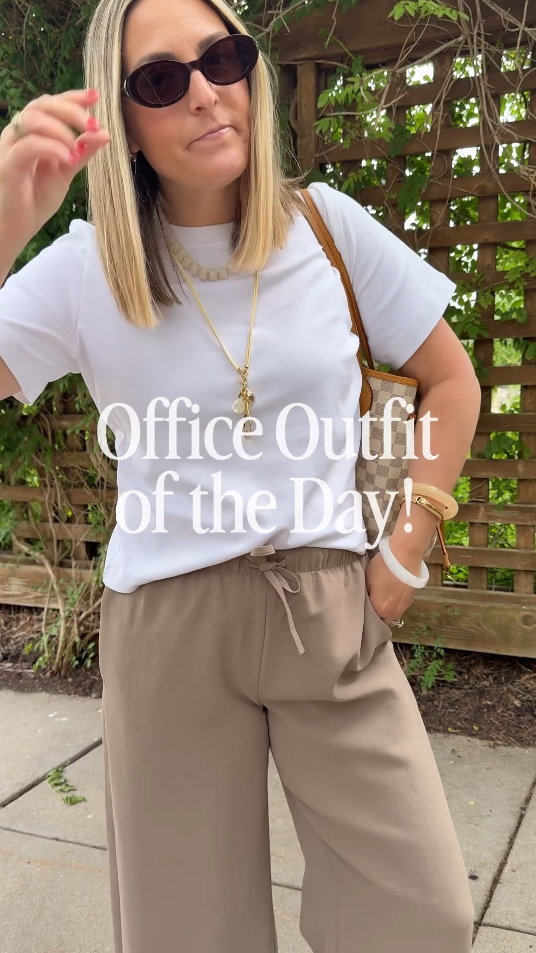 What I wore to the office today!  

Aritzia tee and lodge pants, Anthropologie accessories (necklace, bangles), Amazon accessories, jelly slides, jelly shoes, madewell sunglasses, office outfits, workwear, work outfit

#LTKootd #LTKdayinmylife #LTKWorkwear