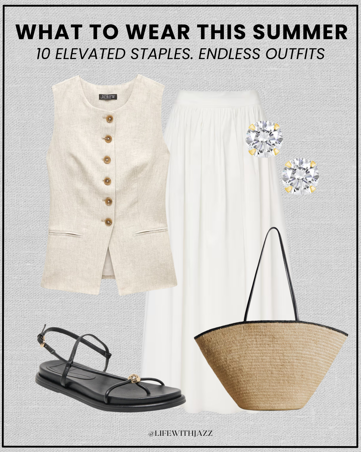 what to wear this summer: 10 elevated staples 

summer style / summer staples / elevated style / dressy outfits / skirt outfits / tailored shorts / strappy sandals / jelly sandals / woven tote bag / straw tote / linen vest

#LTKSeasonal