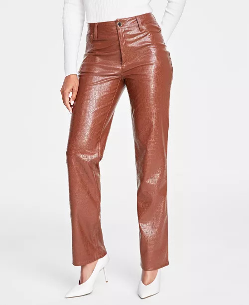 I.N.C. International Concepts Women's Faux-Leather Straight Pants, Created for Macy's - Macy's | Macy's