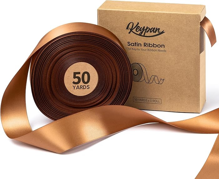 Brown Satin Ribbon 1-1/2 Inch 50 Yards Double-Faced Polyester Ribbons for Gift Wrapping Crafts Fl... | Amazon (US)