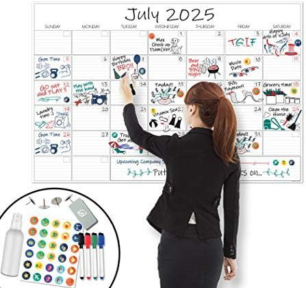 X Large Dry Erase Wall Calendar - 24"x 36" Premium Giant Oversized Undated Erasable Deadline Task... | Amazon (US)