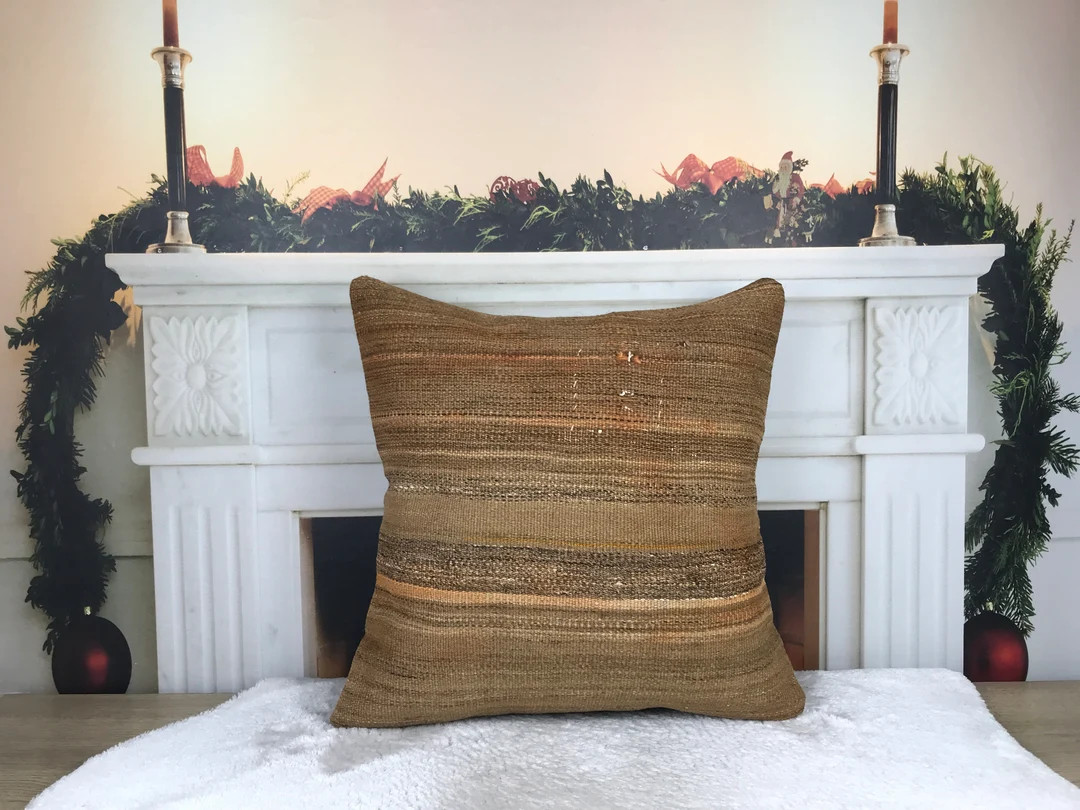 farmhouse chic pillow, decorative kilim pillow, handmade sofa pillow, body pillow cover, oushak k... | Etsy (US)