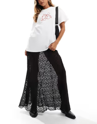 ASOS DESIGN lace seamed maxi skirt in black | ASOS (Global)