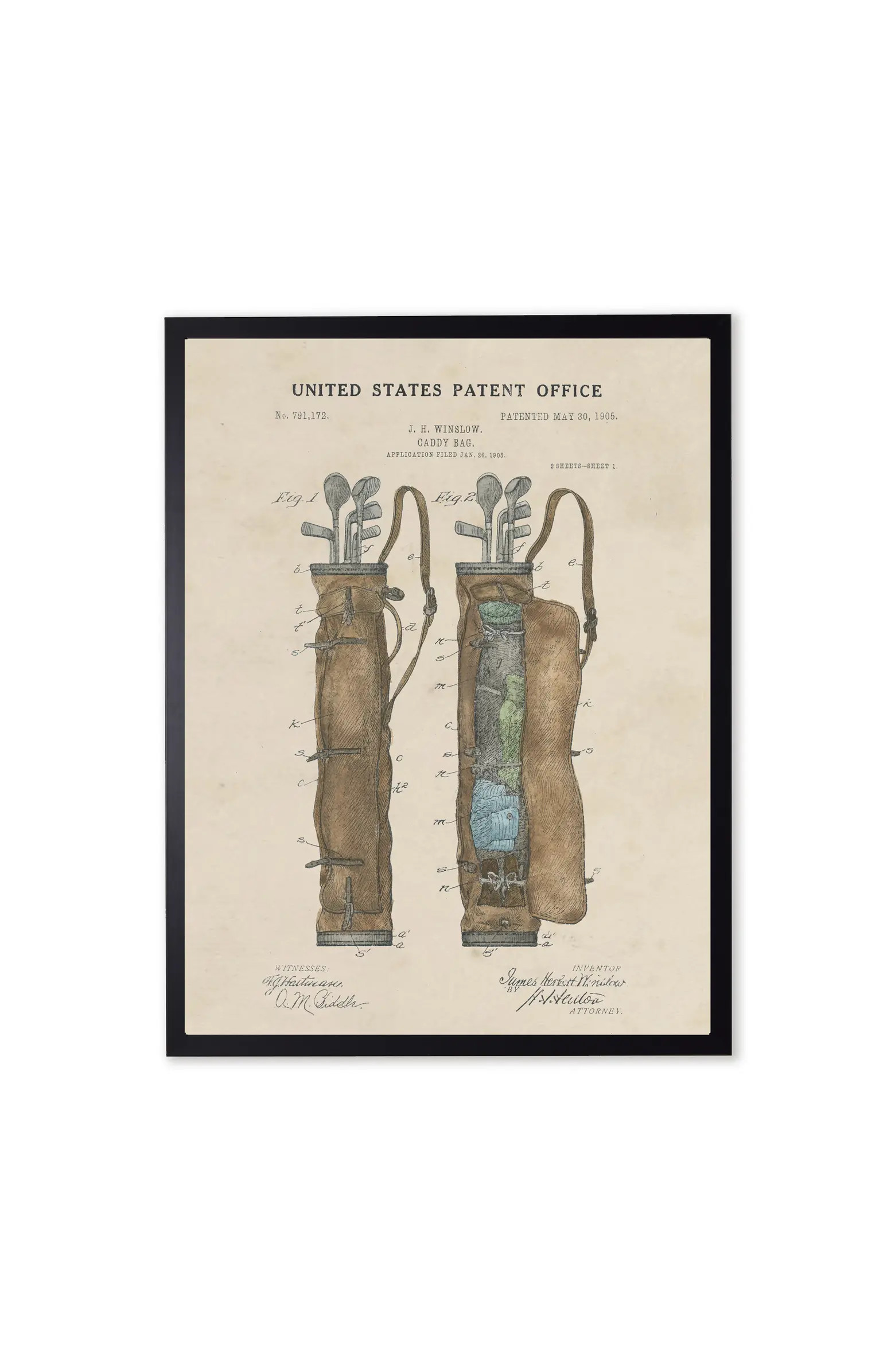 Antique Curiosities Golf Bag Patent in Black Frame | Nordstrom | Nordstrom
