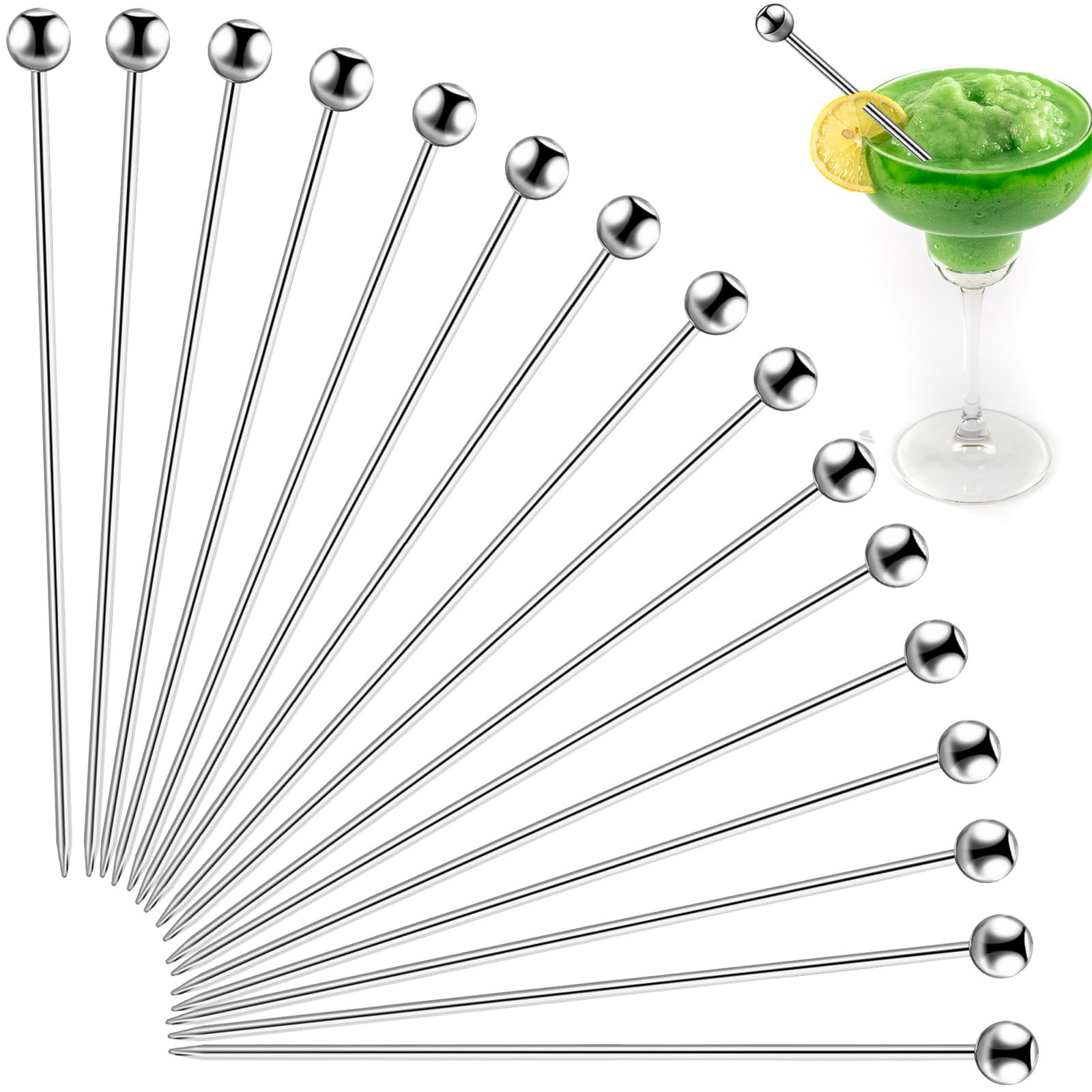 20Pcs Cocktail Picks Stainless Steel, 4 Inch Reusable Metal Cocktail Skewers Olive Martini Pick, ... | Amazon (US)