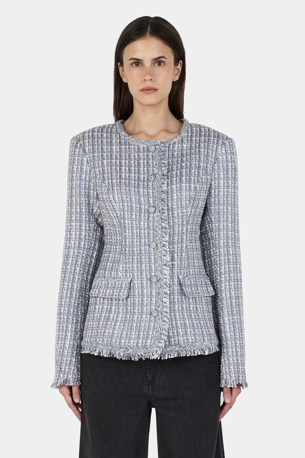 Jagger Boucle Jacket Steel Boucle | Hansen and Gretel